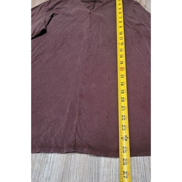 Eileen Fisher Top Womens Small Brown Long Sleeve Stretch V Neck Shirt - Picture 6 of 7
